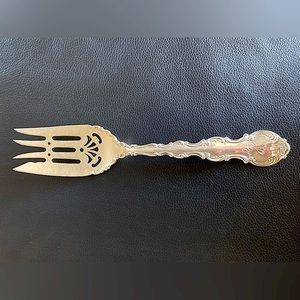 Rare Shreve & Co. Sterling Silver Serving Fork Strasbourg Lion-Ancr-G,1897, Mono